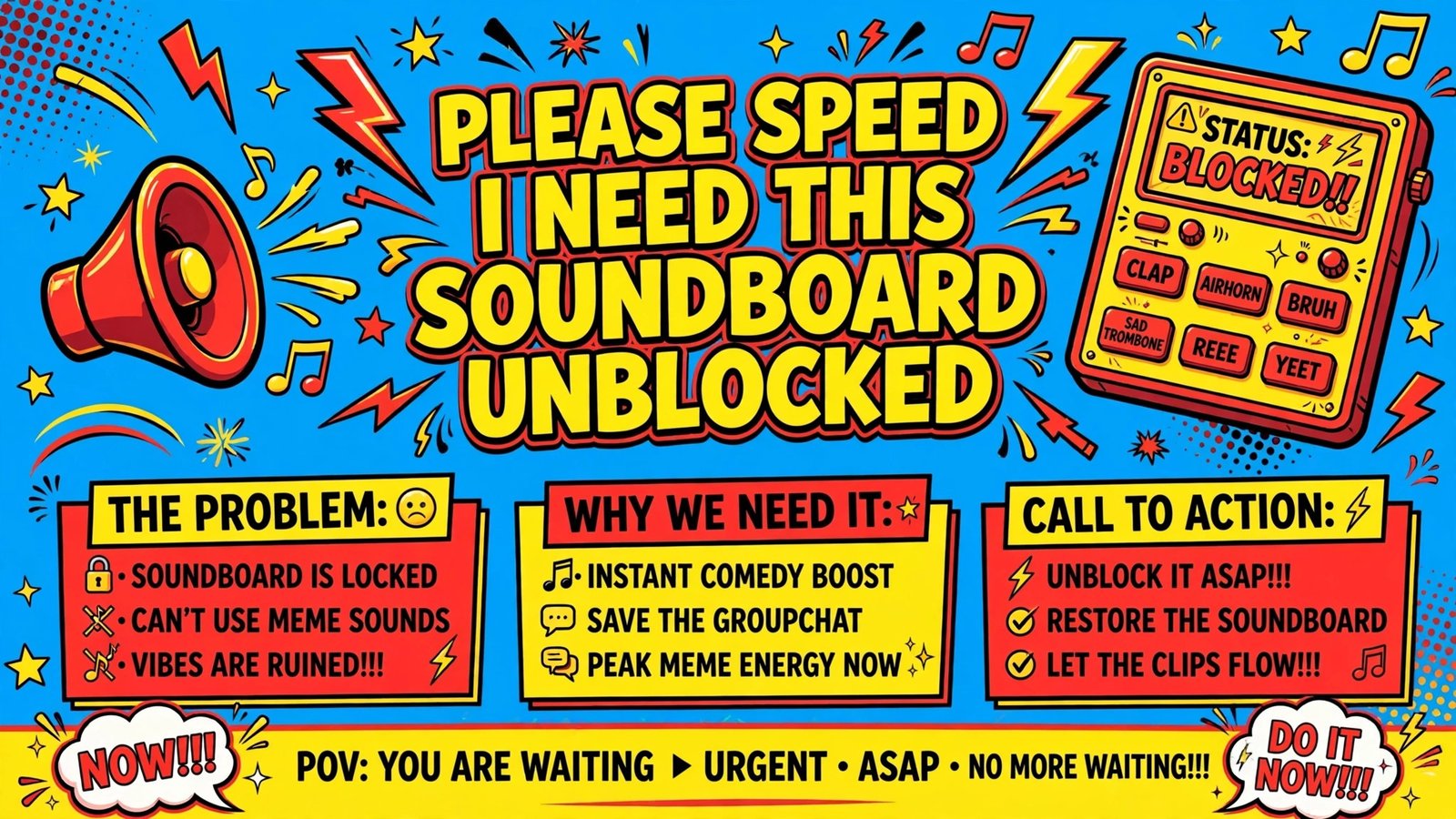 Please Speed I Need This soundboard unblocked meme artwork